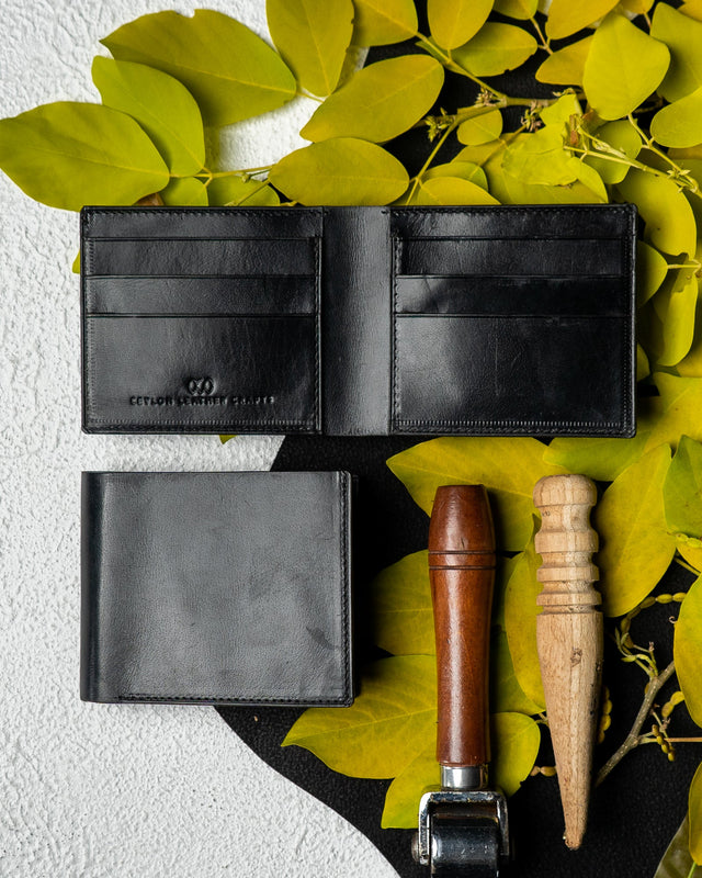 Adam Wallet – Black Glazed Calf Leather Edition - Ceylon Leather Crafts