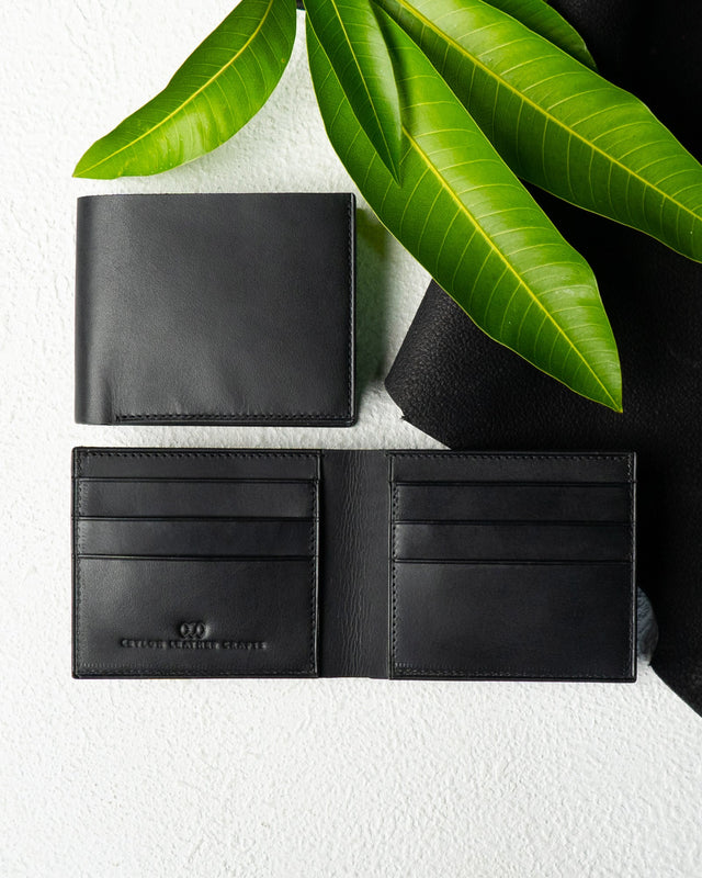 Adam Wallet – Black Indian Buffalo Full - Veg Leather - Ceylon Leather Crafts