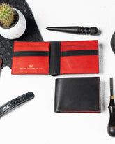 Adam Wallet – Black & Red Full - Veg Goat Leather Edition - Ceylon Leather Crafts