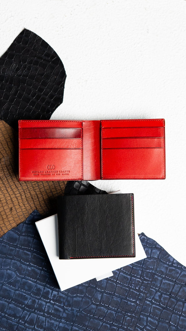 Adam Wallet – Buffalo Black & Woody Wine Red Edition - Ceylon Leather Crafts