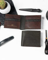 Adam Wallet – Green & Brown Full - Veg Goat Leather Edition - Ceylon Leather Crafts