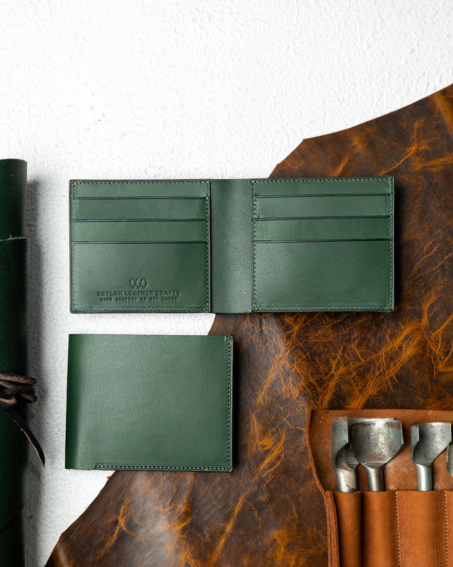 Adam Wallet – Green Indian Buffalo Full-Veg Leather - Ceylon Leather Crafts