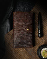 Aurora Wallet – Brown Alligator Embossed Ceylon Cow Leather - Ceylon Leather Crafts