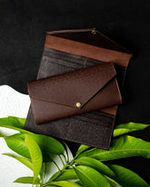 EZRA Wallet – Dark Brown Saffiano Full - Veg Leather - Ceylon Leather Crafts