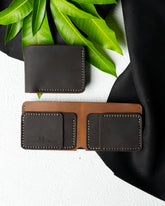 Hugo Wallet – Oil Pull - Up Leather (Black & Brown Contrast Edition) - Ceylon Leather Crafts