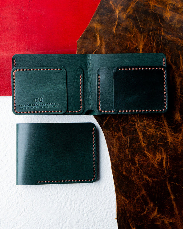 Hugo Wallet – Woody Green Leather - Ceylon Leather Crafts