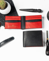 LEO Wallet – Black & Red Full - Veg Goat Leather Edition - Ceylon Leather Crafts