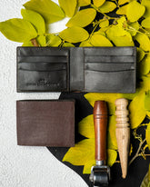 LEO Wallet – Dark Brown Saffiano & Green Goat Leather Edition - Ceylon Leather Crafts