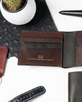 LEO Wallet – Green & Vintage Brown Full - Veg Goat Leather Edition - Ceylon Leather Crafts