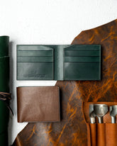 Levi Wallet – Ceylon Buffalo Brown & Woody Green Edition - Ceylon Leather Crafts