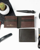 Levi Wallet – Green & Vintage Brown Full - Veg Goat Leather Edition - Ceylon Leather Crafts