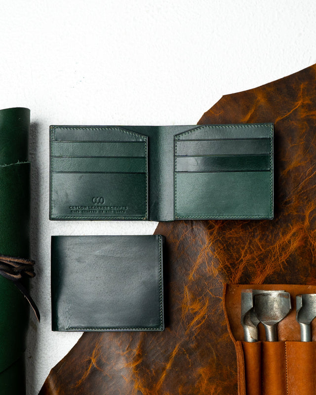 Levi Wallet – Woody Green Leather Edition - Ceylon Leather Crafts