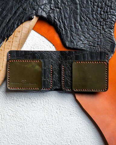 Hugo Wallet – Croc Embossed Black & Olive