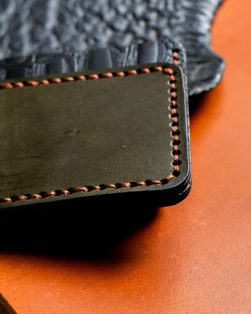 Hugo Wallet – Croc Embossed Black & Olive