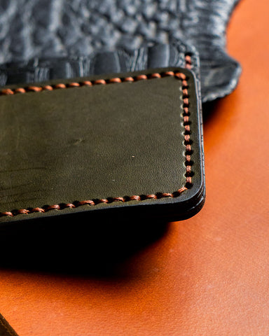 Hugo Wallet – Croc Embossed Black & Olive