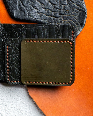 Hugo Wallet – Croc Embossed Black & Olive