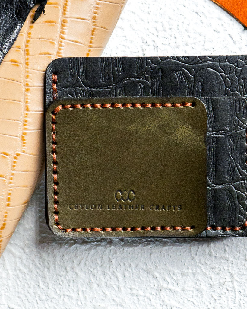 Hugo Wallet – Croc Embossed Black & Olive
