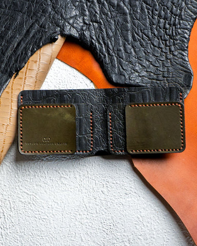 Hugo Wallet – Croc Embossed Black & Olive