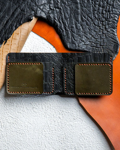 Hugo Wallet – Croc Embossed Black & Olive