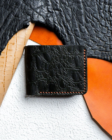 Hugo Wallet – Croc Embossed Black & Olive