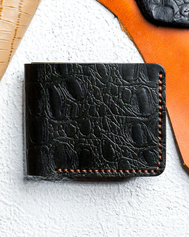 Hugo Wallet – Croc Embossed Black & Olive