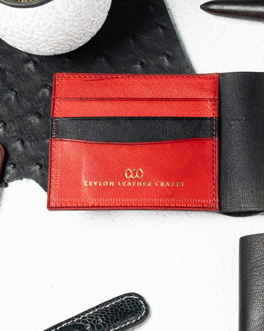 LEO Wallet – Black & Red Full-Veg Goat Leather Edition
