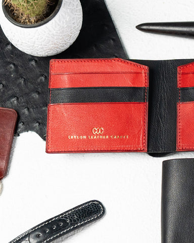 Levi Wallet – Black & Red Full-Veg Goat Leather Edition