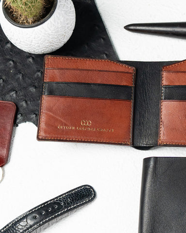 Levi Wallet – Black & Reddish Brown Full-Veg Goat Leather Edition