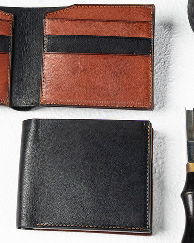 Levi Wallet – Black & Reddish Brown Full-Veg Goat Leather Edition