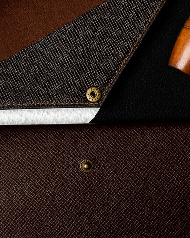 EZRA Wallet – Dark Brown Saffiano Full-Veg Leather