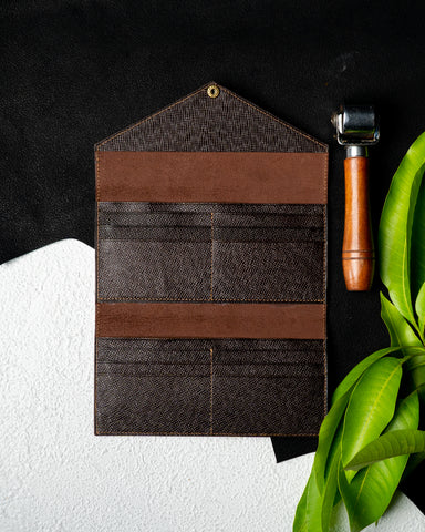 EZRA Wallet – Dark Brown Saffiano Full-Veg Leather