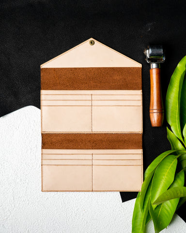 EZRA Wallet – Peanut Brown Milled Leather & Crust Interior