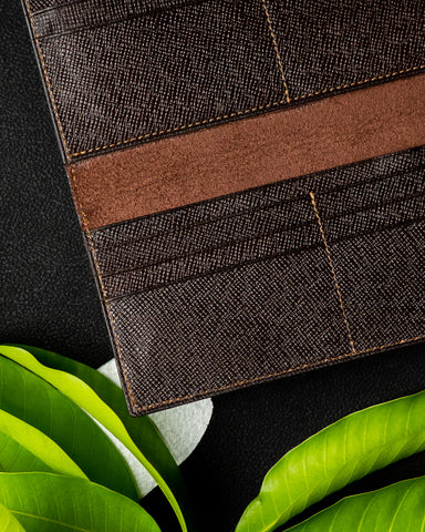 EZRA Wallet – Dark Brown Saffiano Full-Veg Leather
