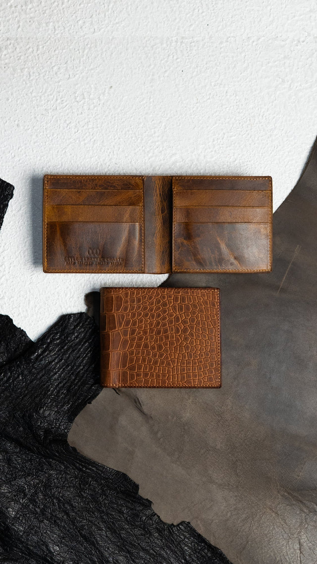 Adam – Brown Croc Belly and Mustard - Ceylon Leather Crafts