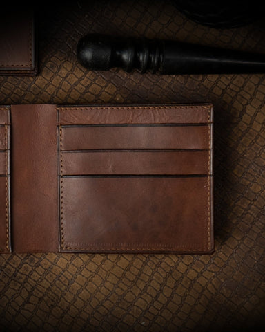 Adam Wallet – Antique Brown Waxed Calf Leather Edition - Ceylon Leather Crafts