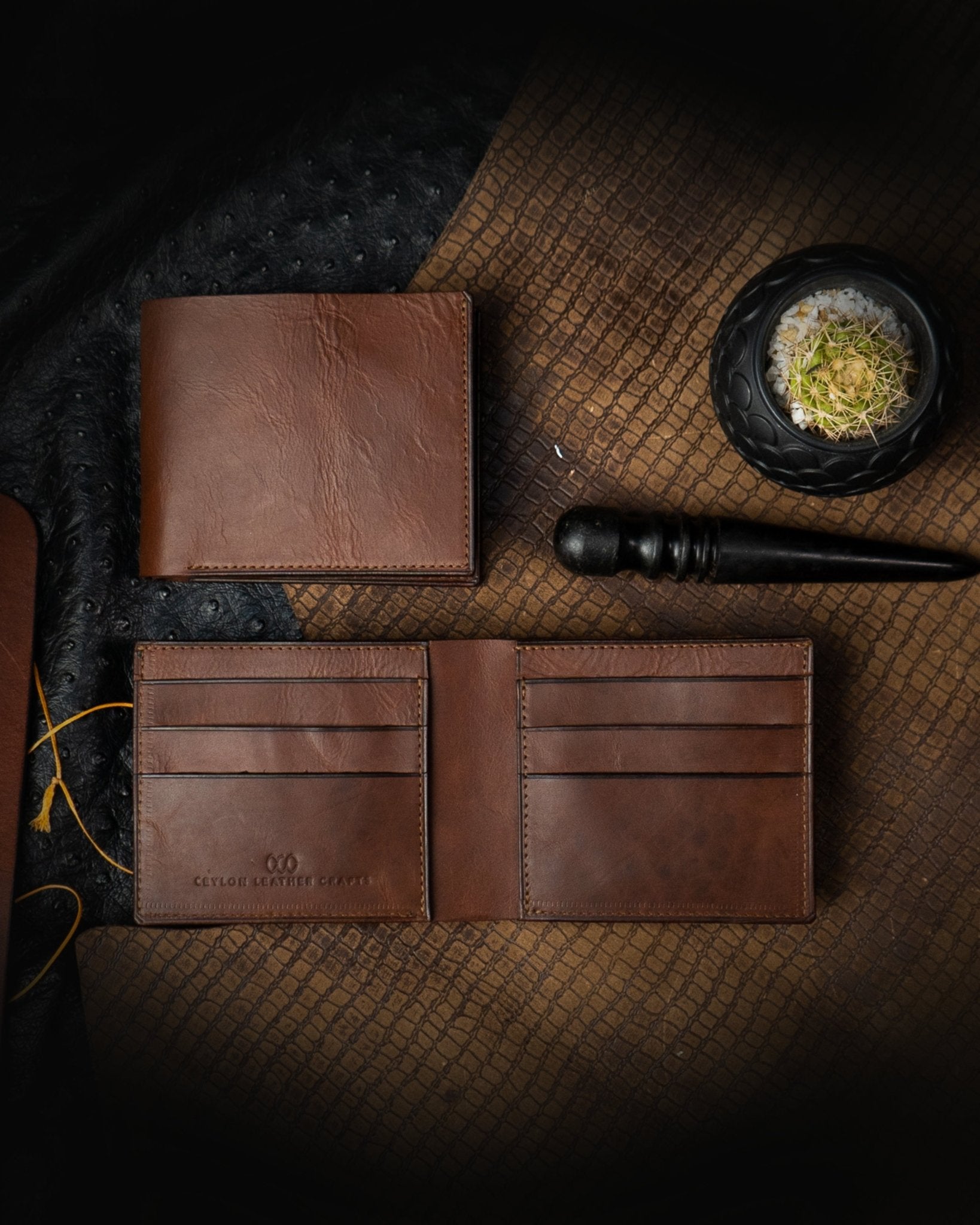Adam Wallet – Antique Brown Waxed Calf Leather Edition - Ceylon Leather Crafts