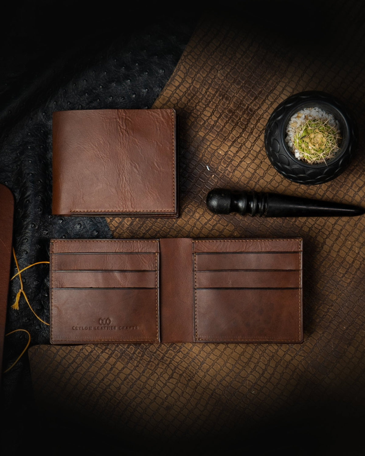 Adam Wallet – Antique Brown Waxed Calf Leather Edition - Ceylon Leather Crafts