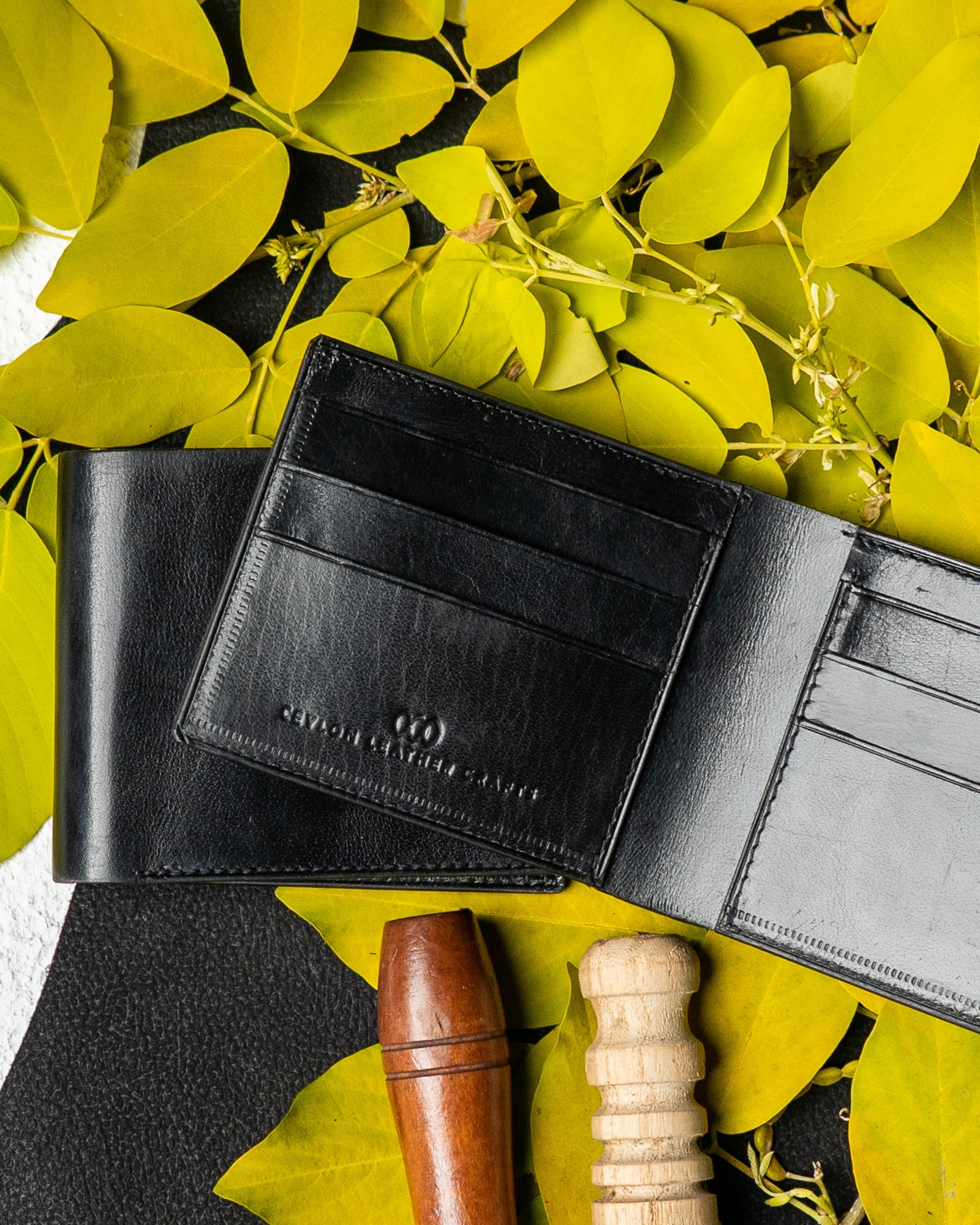 Adam Wallet – Black Glazed Calf Leather Edition - Ceylon Leather Crafts