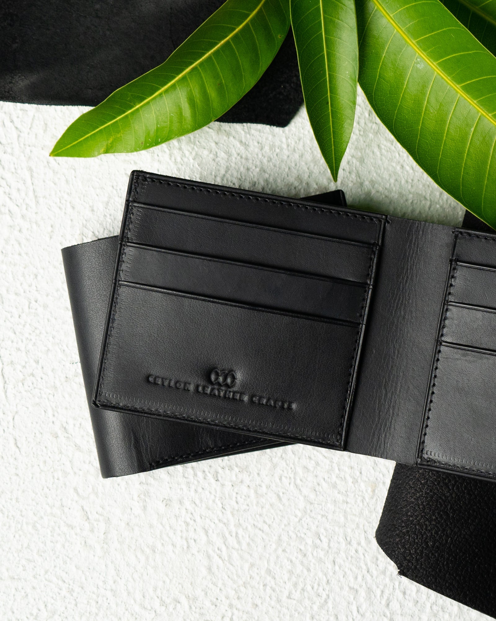 Adam Wallet – Black Indian Buffalo Full - Veg Leather - Ceylon Leather Crafts