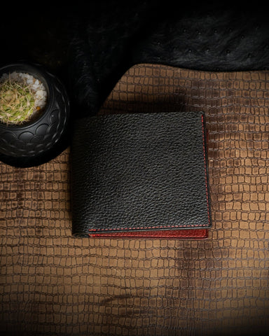 Adam Wallet – Black & Red Full - Veg Goat Leather Edition - Ceylon Leather Crafts