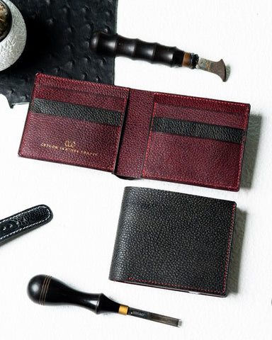Adam Wallet – BR Embossed Black & Maroon Edition - Ceylon Leather Crafts
