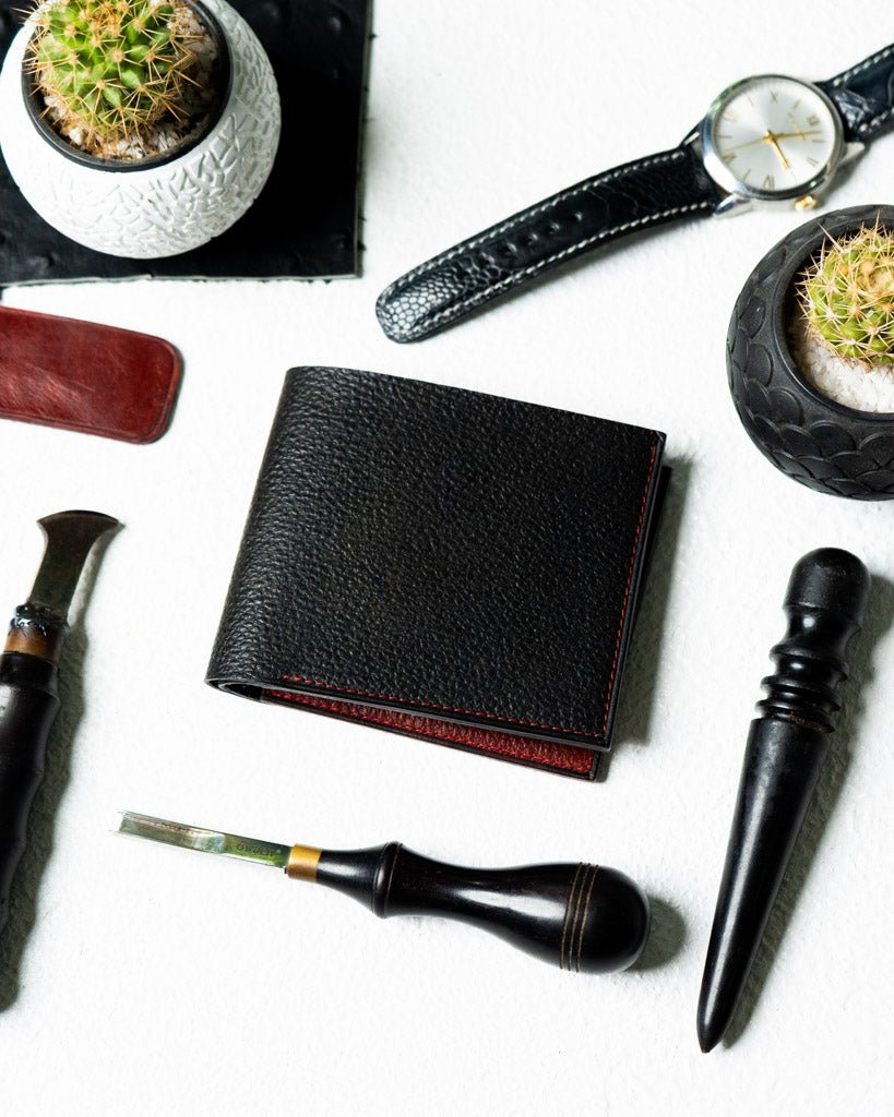 Adam Wallet – BR Embossed Black & Maroon Edition - Ceylon Leather Crafts