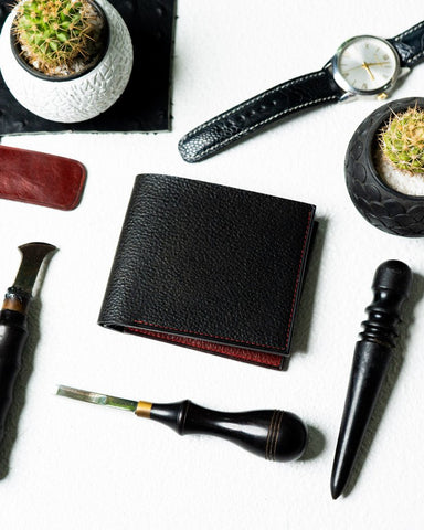 Adam Wallet – BR Embossed Black & Maroon Edition - Ceylon Leather Crafts