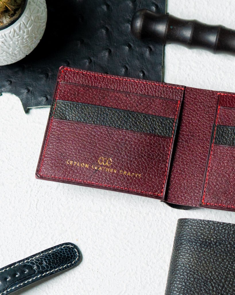 Adam Wallet – BR Embossed Black & Maroon Edition - Ceylon Leather Crafts