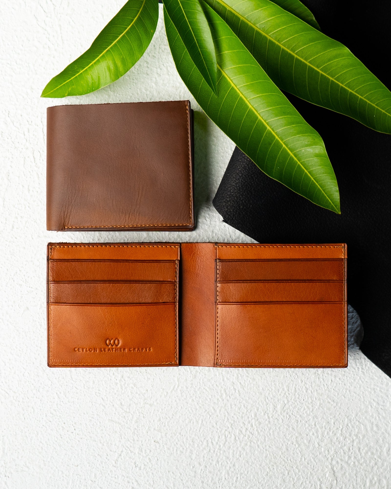 Adam Wallet – Brown Oil Pull - Up & Tan Veg - Tanned Buffalo Leather - Ceylon Leather Crafts