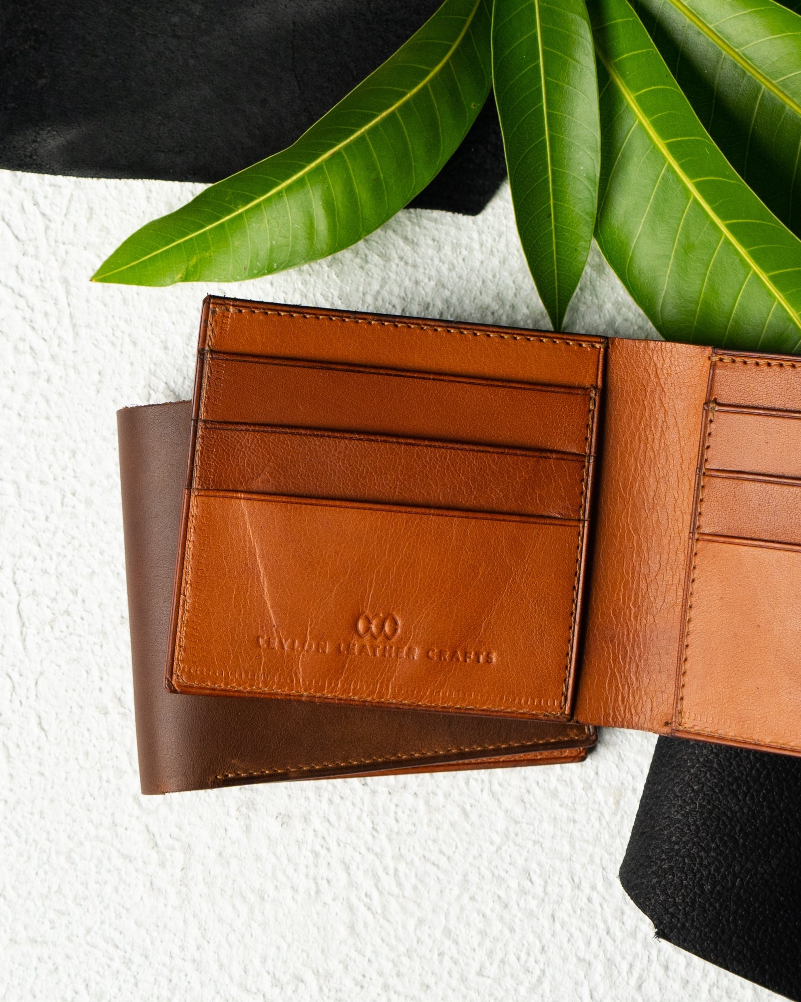 Adam Wallet – Brown Oil Pull - Up & Tan Veg - Tanned Buffalo Leather - Ceylon Leather Crafts