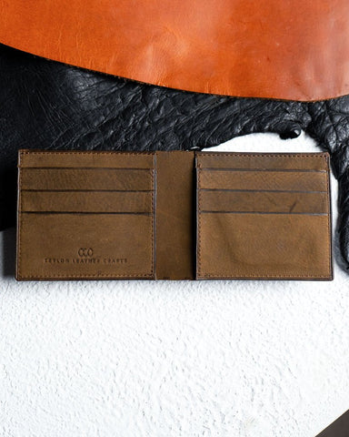 Adam Wallet – Dust Brown Saffiano Oil pull - up Edition - Ceylon Leather Crafts