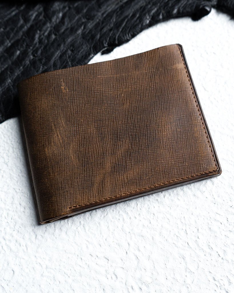 Adam Wallet – Dust Brown Saffiano Oil pull - up Edition - Ceylon Leather Crafts