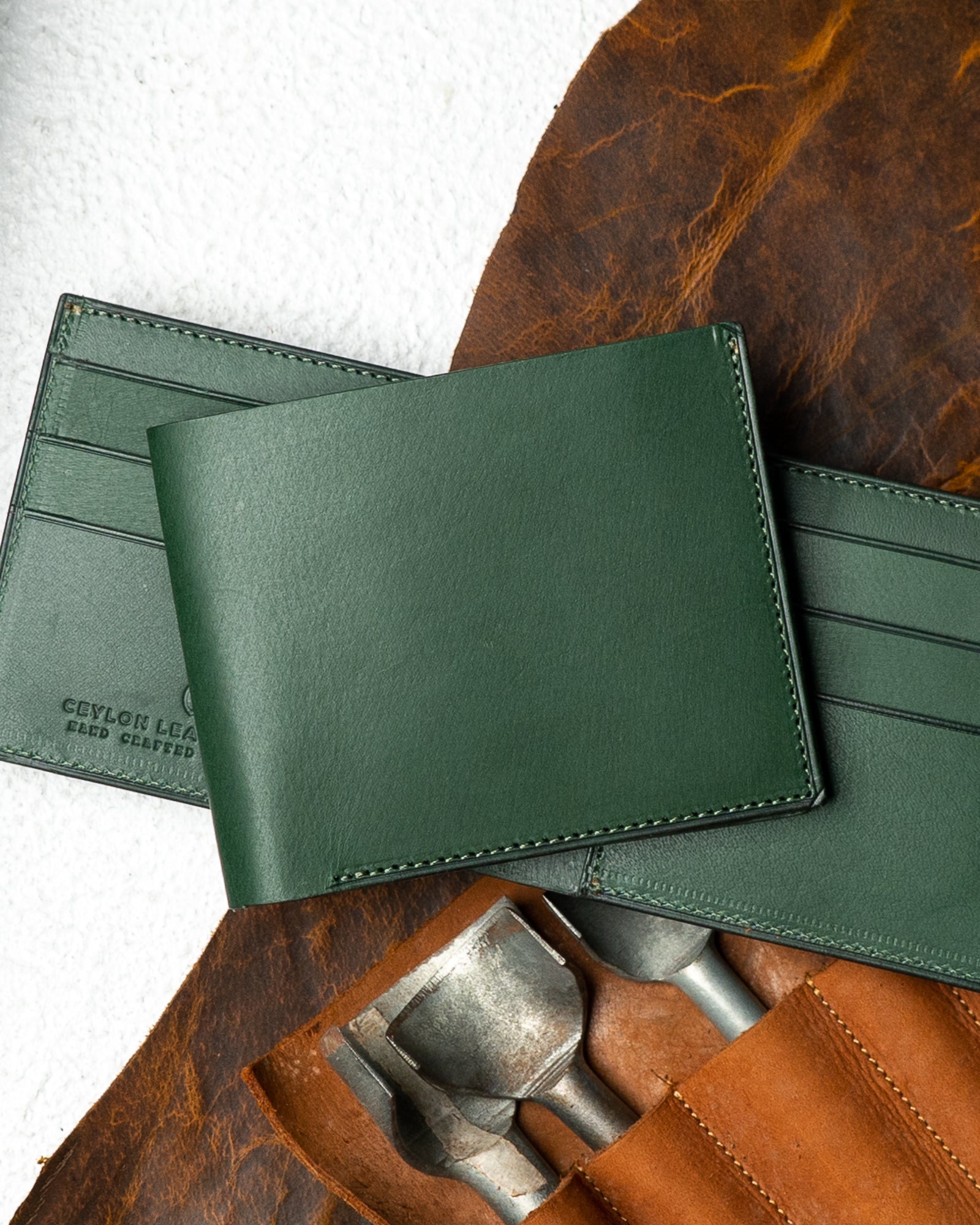 Adam Wallet – Green Indian Buffalo Full-Veg Leather - Ceylon Leather Crafts
