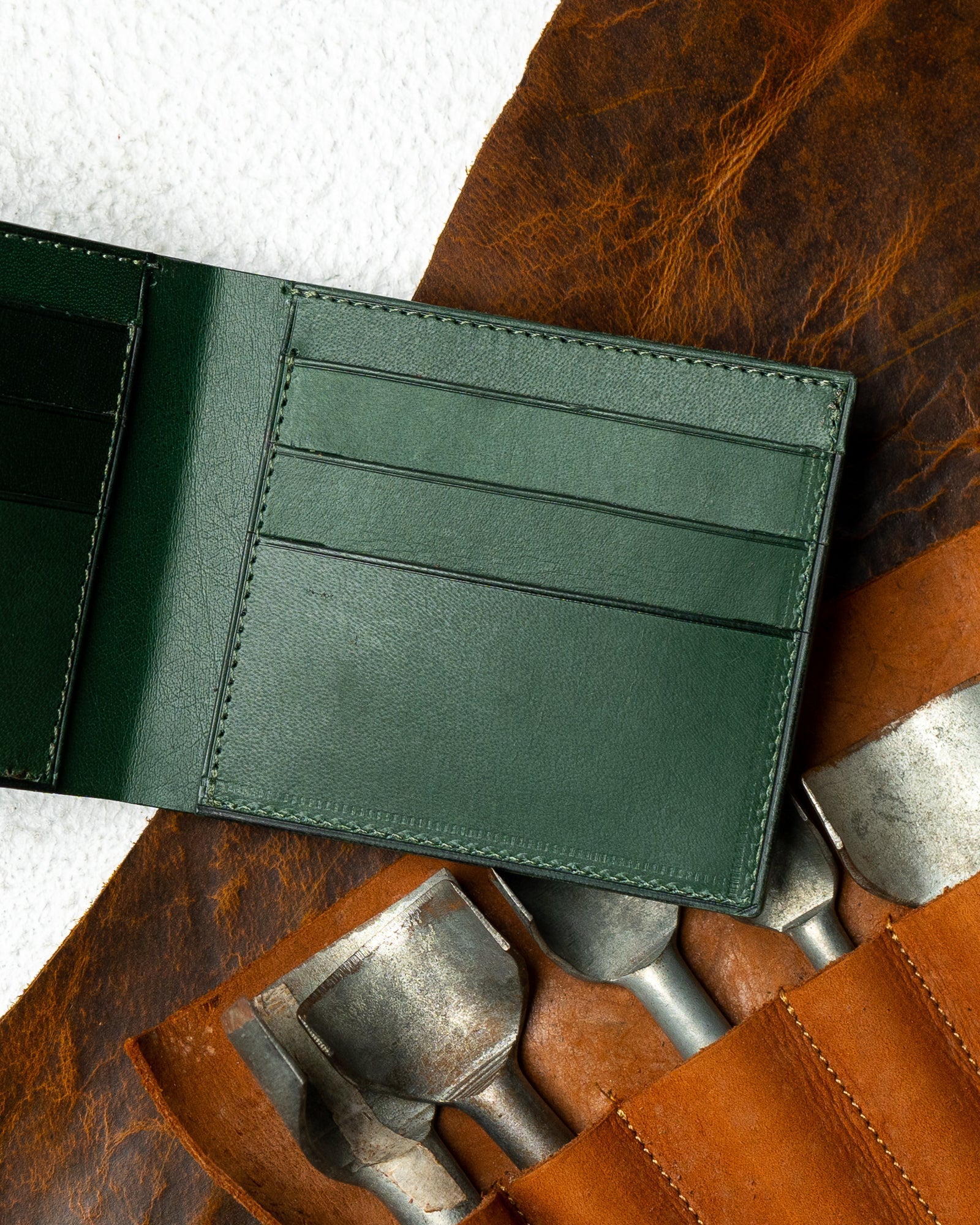 Adam Wallet – Green Indian Buffalo Full-Veg Leather - Ceylon Leather Crafts